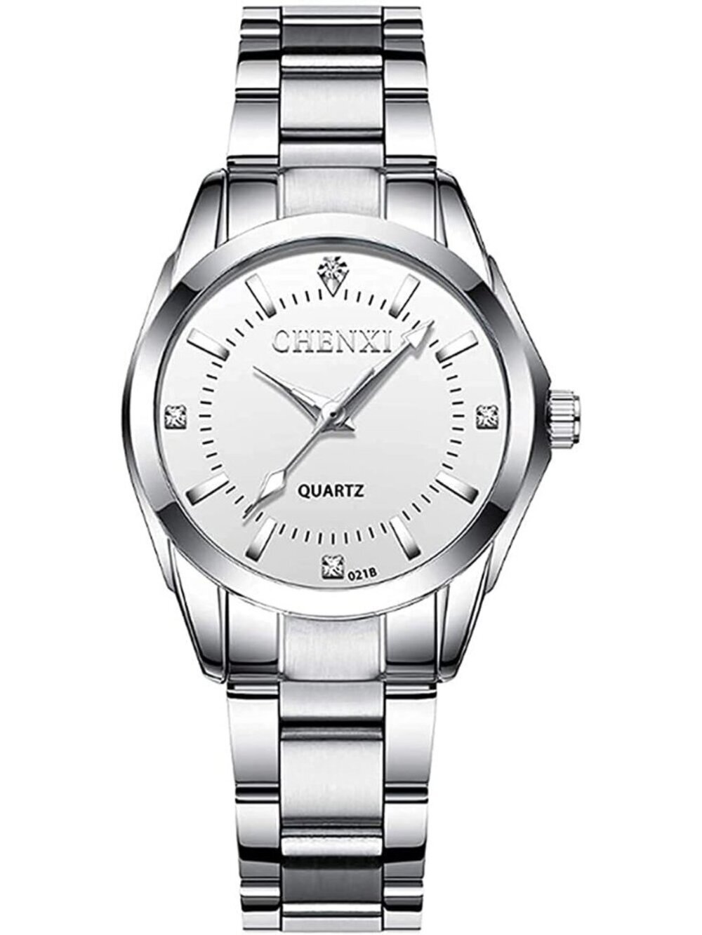 Women's White Analog Quartz Silver Stainless Steel Luminous Waterproof Watch